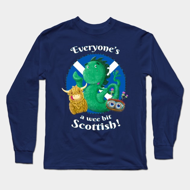 Scottish Highland Cow, Nessie, and Haggis T-shirt Long Sleeve T-Shirt by brodyquixote